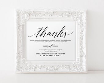 In Lieu of Favors Sign, Donation Sign, Favors Sign, Lieu of Favors, Wedding Sign, Wedding Printable, DIY, PDF Instant Download #BPB310_22