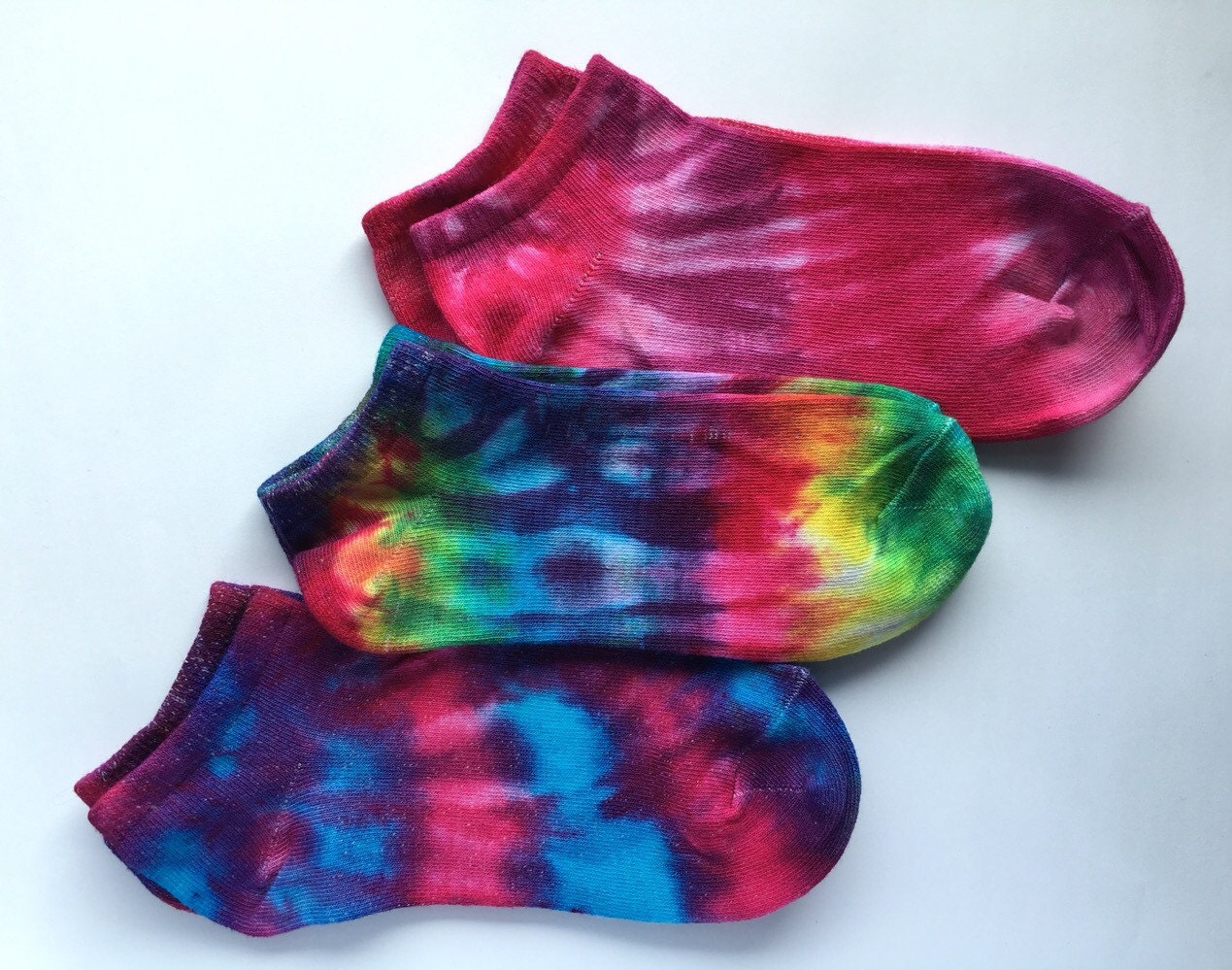 Bright Fun Tie Dye Ankle Socks Pack of 3 Gift idea