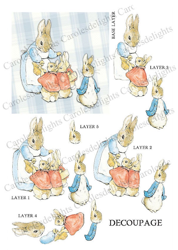 Peter Rabbit Decoupage printable 2 pages by Carolesdelights