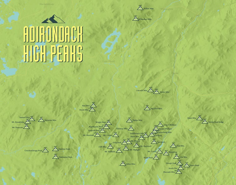 Map Of The 46 Adirondack High Peaks - Il 750xN.921411743 P8j4