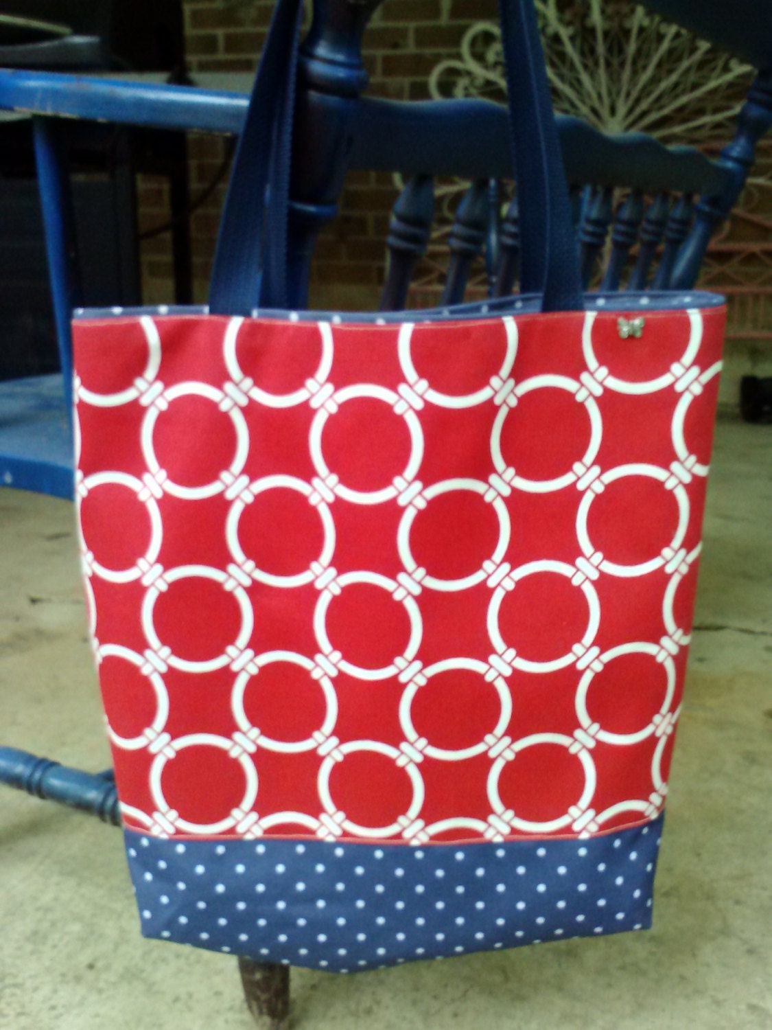 red white and blue tote bag