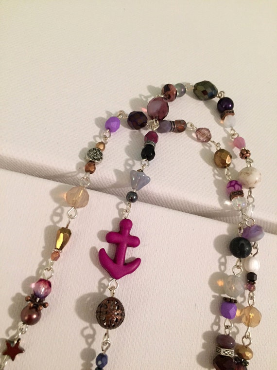 Items similar to Crazy Bead Necklace Purple on Etsy