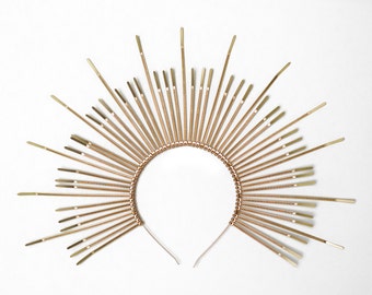 MARY HALO CROWN Spiked sunburst headband - Plastic Zip Ties - Iconography - Madonna - Virgin Mary - Saints - Headpiece - Headdress - Gold