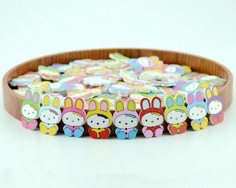Mixed 40 pcs Rabbit Pattern Wooden Buttons,Wooden Buttons,Buttons For Child,31.5mm x21mm(143-24)