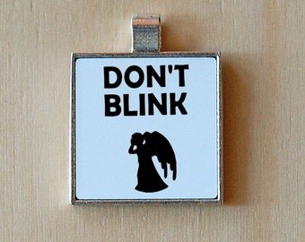 Weeping Angel pendant, whovian, don't blink, silver pendant, statement jewelry, novelty necklace, sci fi necklace, the doctor, geekery