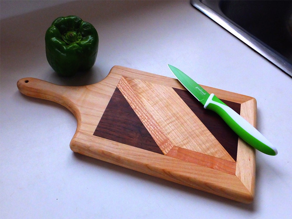 Wood cutting board w/ handle Handmade All Natural Wedding