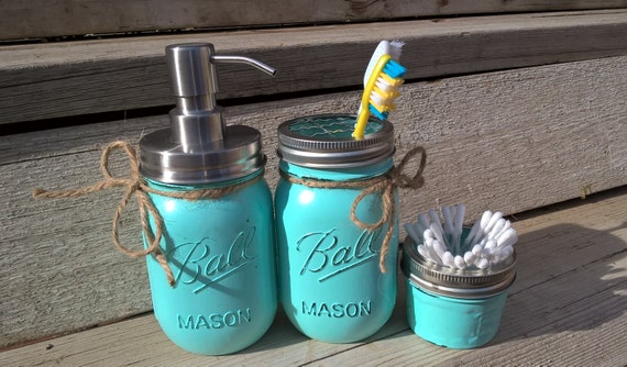 Mason Jar Toothbrush Holder Painted Mason Jar Bathroom Set