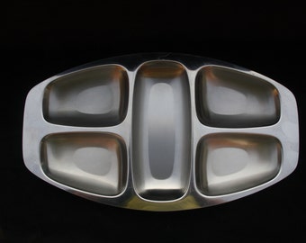 Alfra Alessi Five Section Stainless Steel Hors D'oeuvres or Serving Tray 17.75 x 10 inches Sourced in Italy