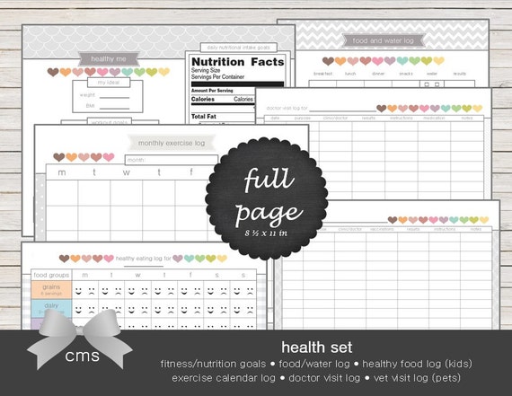 Health printable set includes fitness & by ChaosMadeSimple on Etsy