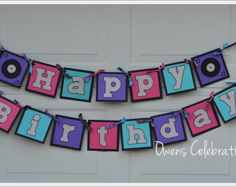 Music Happy Birthday Banner, Rockstar Happy Birthday Banner, Music Party Decorations by Owens Celebrations