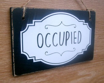 Occupied / Vacant double sided bathroom door sign. ( toilet sign, wedding gift, secret santa ,housewarming gift, occupied sign, vacant sign)