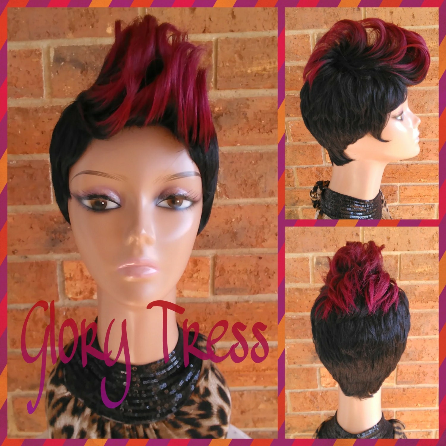 ON SALE Celebrity Inspired Mohawk Wig Ombre Mohawk Full   Il Fullxfull.915926543 El39 