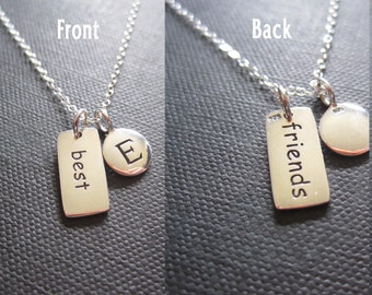 Best friends necklace, Sterling silver,initial necklace,personalized jewelry,friends initial charms,friendship