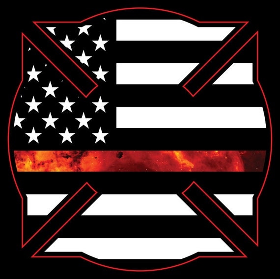 Thin Red Line Maltese Cross Decal Firefighter Helmet