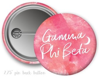 GPB Gamma Phi Beta Watercolor Script Single or Bulk 2.25" Pinback Button