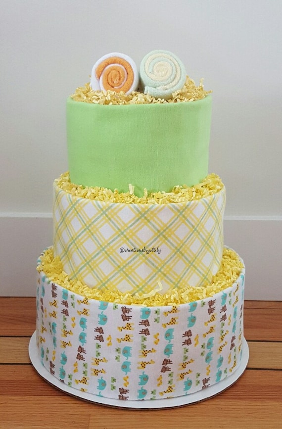 Items similar to Gender Neutral Diaper Cake Baby Shower Diaper Cake ...