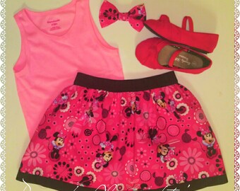 Minnie Mouse; Minnie Mouse Skirt; Exposed Waistband; Minnie Mouse Hair Bow; Hair Bow; Birthday Gift; Gift; Baby Shower Gift; Birthday Pics