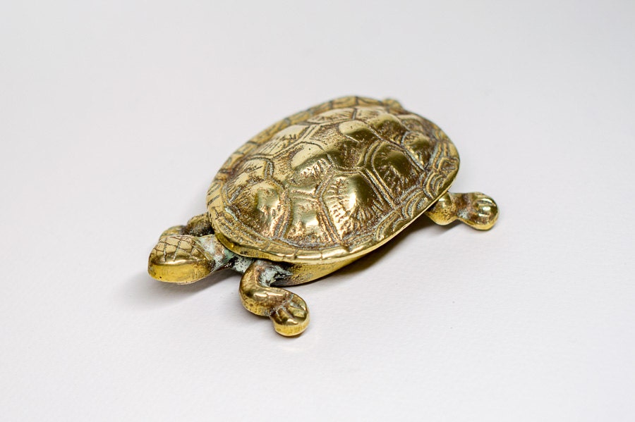 Brass Turtle Trinket Box Vintage Decorative ornament