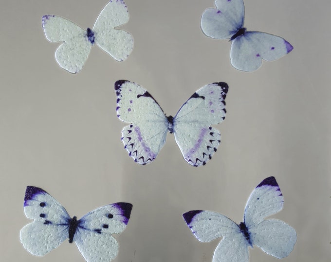 Edible Butterflies, White Double-Sided Wafer Paper Toppers for Cakes, Cupcakes or Cookies