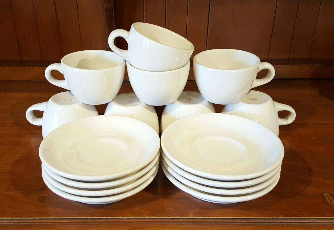 Vintage Buffalo China Cups and Saucers by HereYonder on Etsy