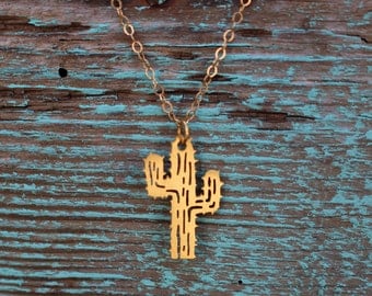 24K Gold Plated Cactus Necklace