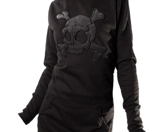Embroidered Dress Hoodie Leather Skull / Various Leather Available / Used leather / Snake / white