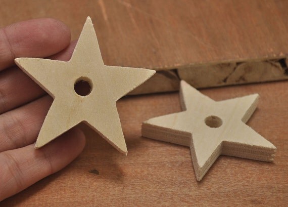 10pcs 57mm wooden Five-pointed star beadsflat wooden star