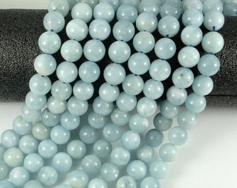 Genuine Aquamarine Beads, 10mm Round Beads, 15.5 Inch, Full strand, Approx 40 beads, Hole 1 mm, AA quality (123054019)