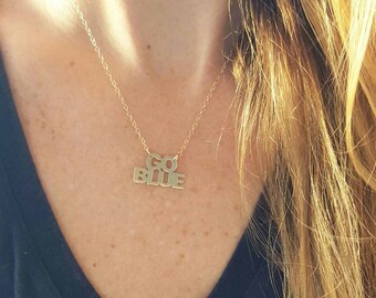 University of Michigan Go Blue gold or silver necklace; Michigan football basketball; U of M; Michigan necklace; Michigan Wolverines