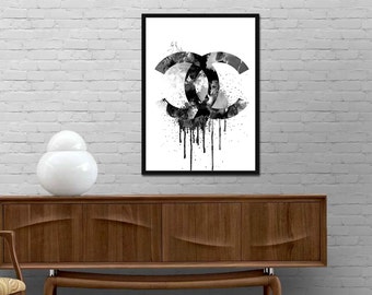 Chanel Watercolor Sign Poster Modern Brand Fashion Print Minimalist wall art Graphic design decor Best price canvas art