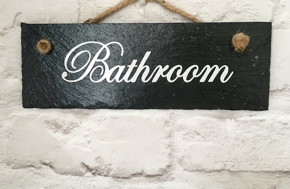 Bathroom sign. Bathroom slate sign. Bathroom plaque. Bathroom