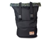 Roll Top EVERYDAY BACKPACK (Yellow Lined, Two Straps)