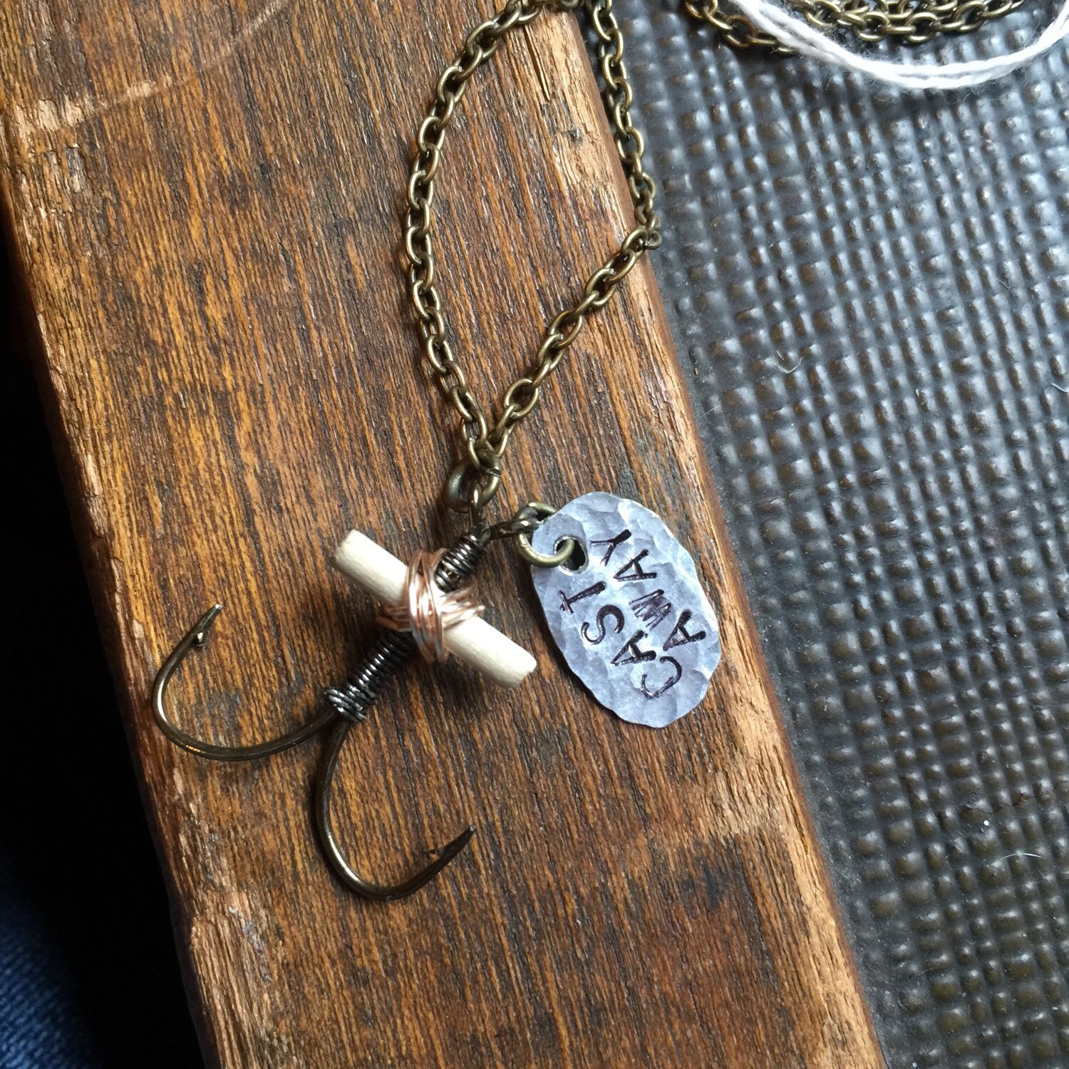 Anchor fish hook necklace by DandelionWishes09 on Etsy