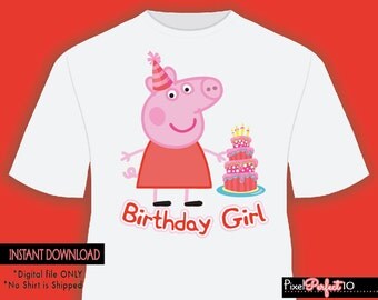 Peppa pig shirt, Peppa pig tshirt iron on transfer, Peppa pig birthday party shirt iron on transfer, printable, Peppa Pig, Digital File Only
