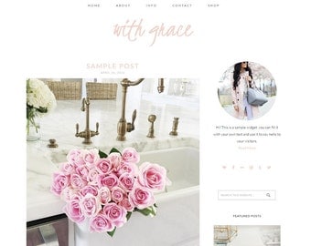 Blogger Template, Blogger Theme, Template For Blogger, Website, Blog, Mobile Responsive, Lifestyle Blog, Blogger, Blogspot, Website Feminine