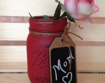 Valentine Mason Jar. Painted Mason Jar. Valentine Gift. Mothers Day Gift. Teachers Gift. Vase. Candy Jar. Customizable.