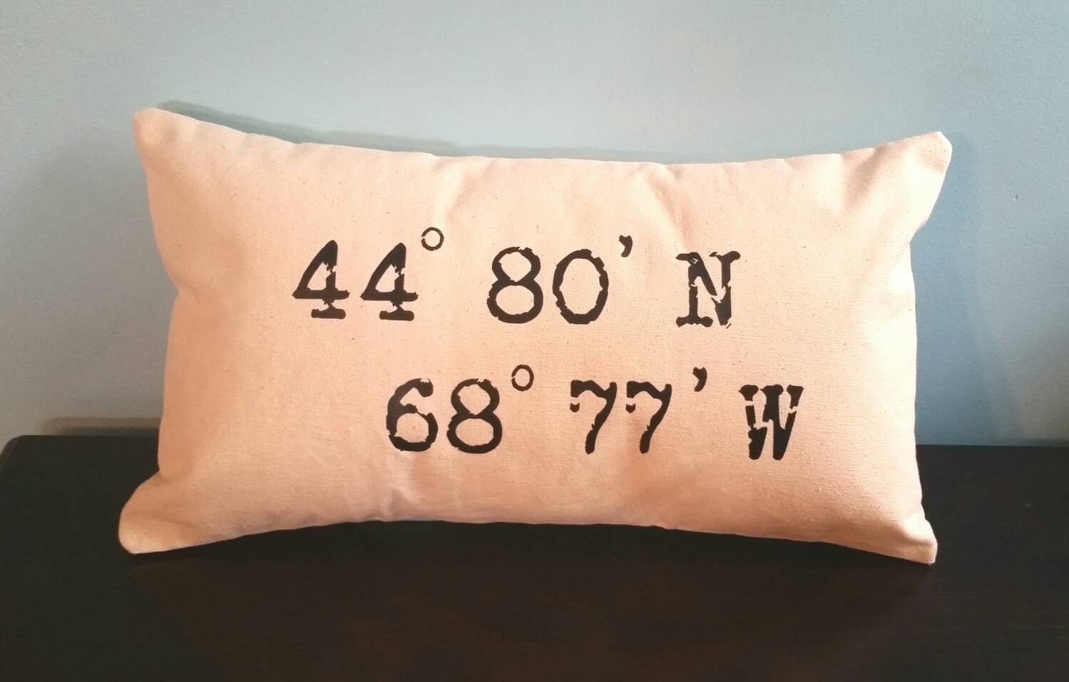 Longitude latitude pillow custom coordinate pillow