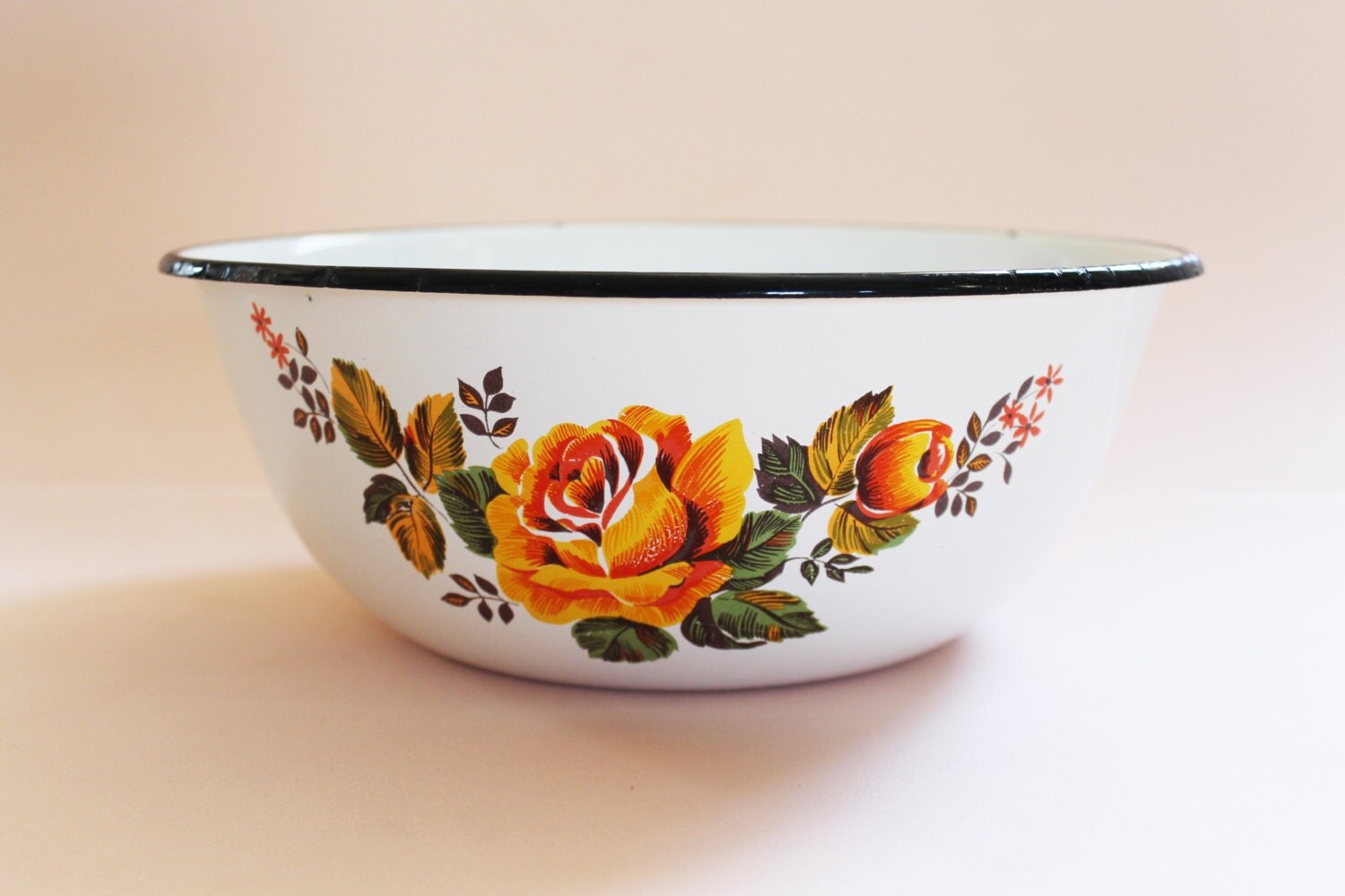 Enamel Wash Bowl Enamelware Enamel Basin Vintage Enamel