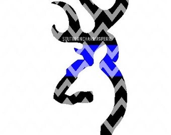 Deer Head BLUE LINE SVG Cut File Hunter Sportsman Law Enforcement Officer Support the Blue