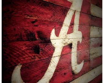 Alabama Crimson Tide Flag, Crimson Tide Nation, University of Alabama Sign, Crimson Tide Wood Sign, University of Alabama Wood Flag, Vintage