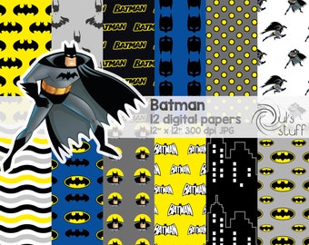 Batman digital paper pack, instant download, 12" x 12"