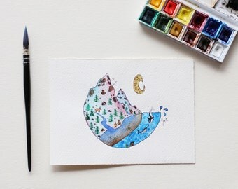 KEEP BREATHING - orignal illustration - watercolor - hand made