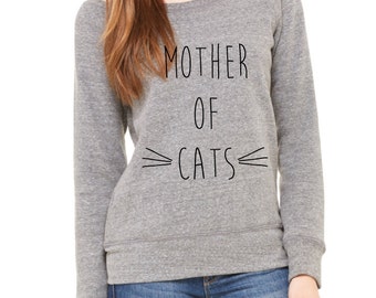 Mother Of Cats Sweater. Funny Cat Sweatshirt. Cat Lovers Gift. Crazy Cat Lady. Off the Shoulder Sweatshirt. Cat Jumper. Cat Gift.