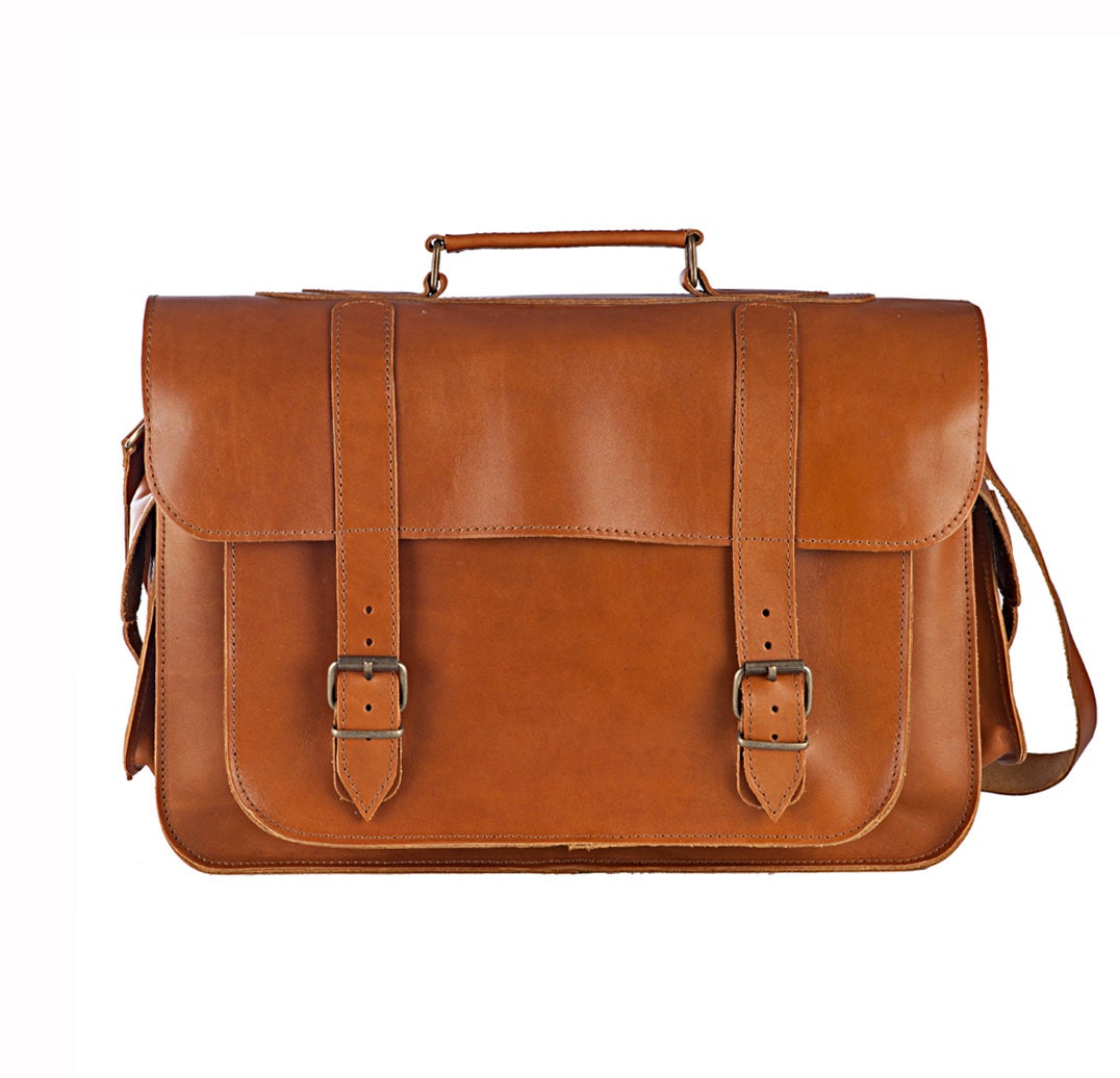 LEATHER BRIEFCASE from 100% Full Grain Leather in Brown