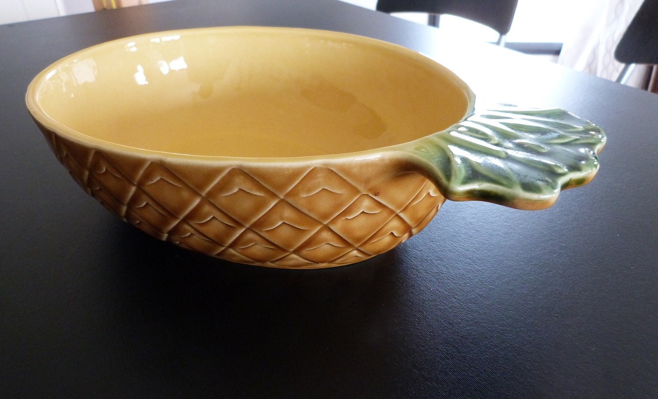 A Majolica Pineapple serving dish. Vintage French fruit dish.