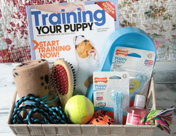 New Puppy Gift Basket for Dogs includes treats toys chews