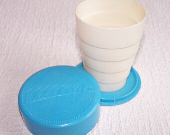 Vintage Folding Cup. Pastic Collapsible Cup for Cold Drinks. Retro Soviet Travel Cup. Camping Cup Made in the USSR.