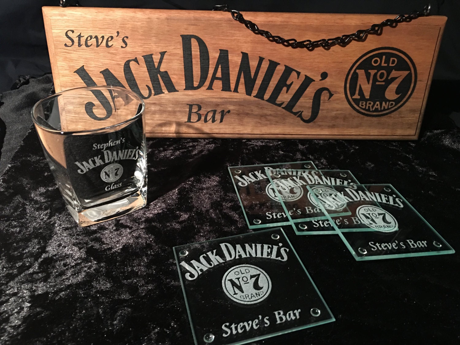 Personalised Jack Daniels Kit Bar Sign Set Of 4 by SJDesigns78