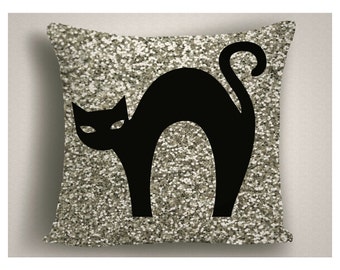 black cat pillow halloween