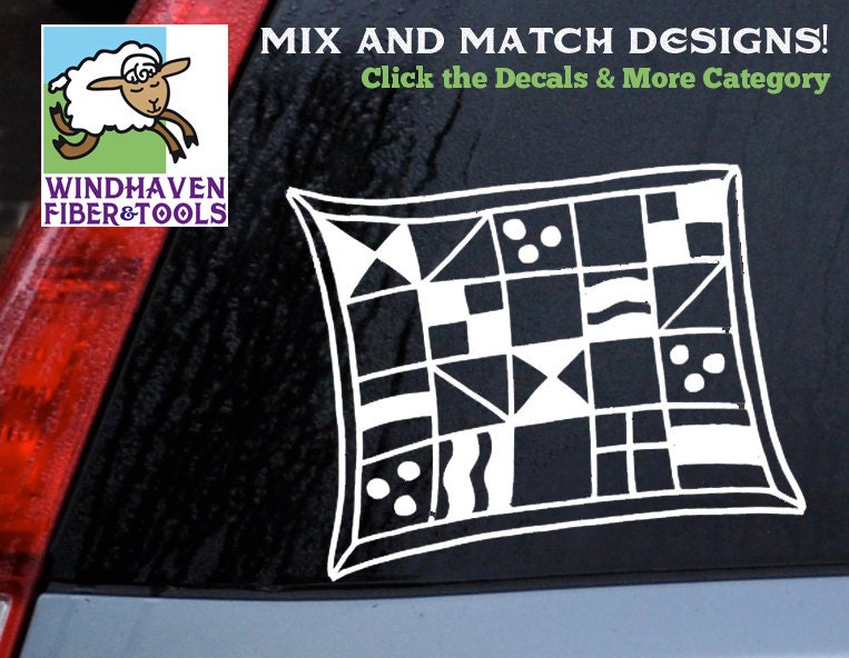 Fun Patterned Quilt DECAL WFT013 18 colors 3 Sizes Vinyl